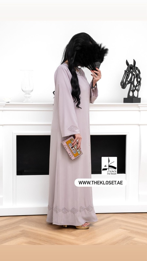 Soft pink Beaded Abaya
