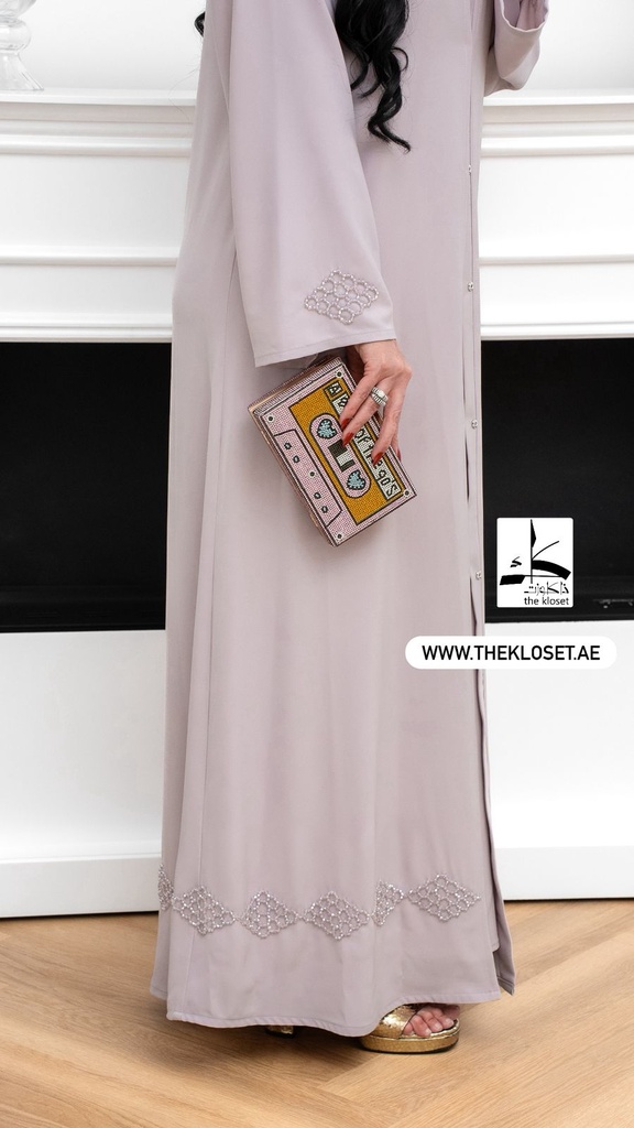 Soft pink Beaded Abaya