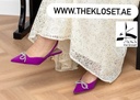 Rhinestone bow Purple short Heels