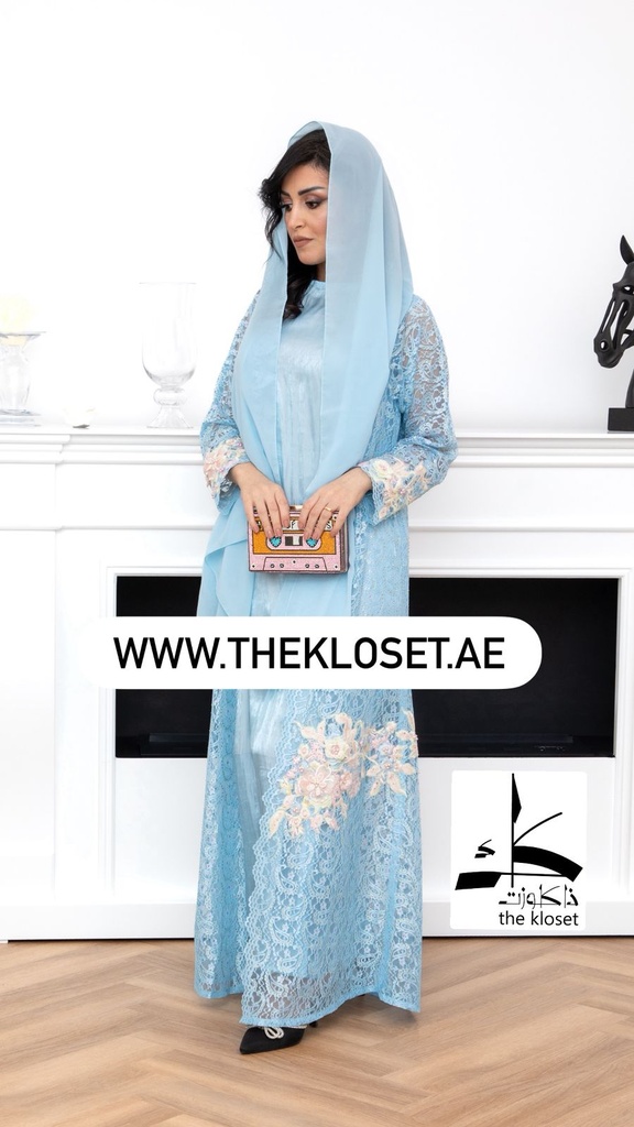 Elegant Lace Abaya, Dress And Shaila Set 