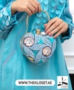 Sequinsed heart shape chain clutch 