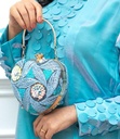 Sequinsed heart shape chain clutch 