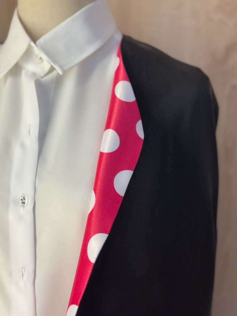 Classic white shirt and a white big polka dot skirt & abaya set