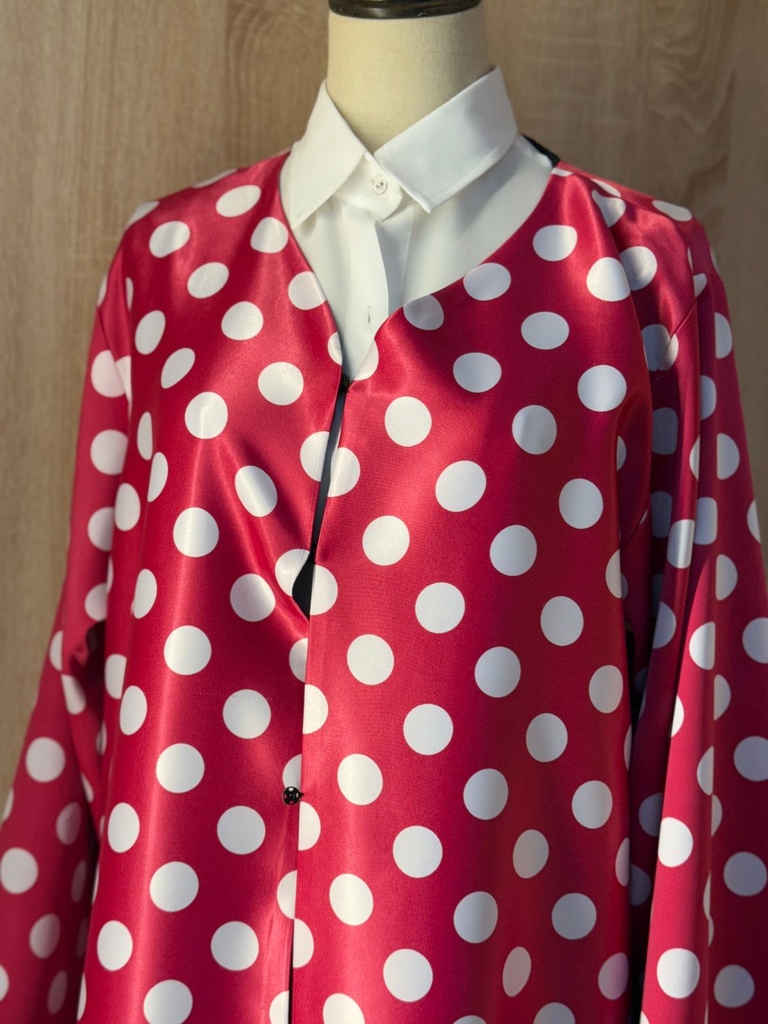 Classic white shirt and a white big polka dot skirt & abaya set