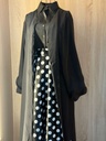 Classic black shirt and a white big polka dot skirt & abaya set 