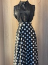 Classic black shirt and a white big polka dot skirt & abaya set 