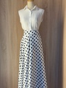 Classic white shirt and a black Small polka dot skirt & abaya set  