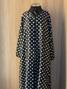 Classic black shirt and a white small polka dot skirt & abaya set  