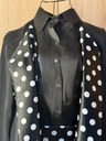 Classic black shirt and a white small polka dot skirt & abaya set  