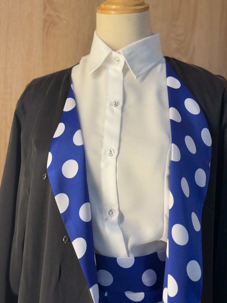 Classic white shirt and a white big polka dot skirt & abaya set    