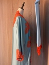 Elegant sky blue abaya set with orange lace details