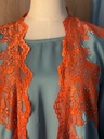 Elegant sky blue abaya set with orange lace details