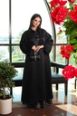 Classic black shirt and a white small polka dot skirt & reversible abaya 