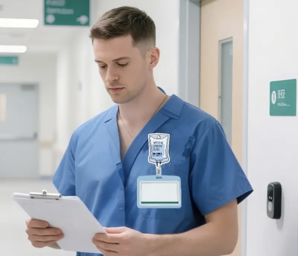 Nursing student tears ID Badge