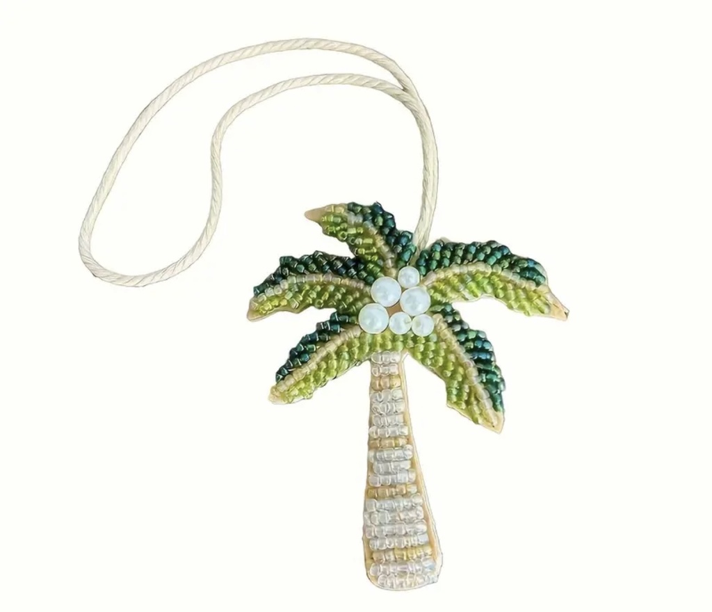 Beaded palm tree bag charm