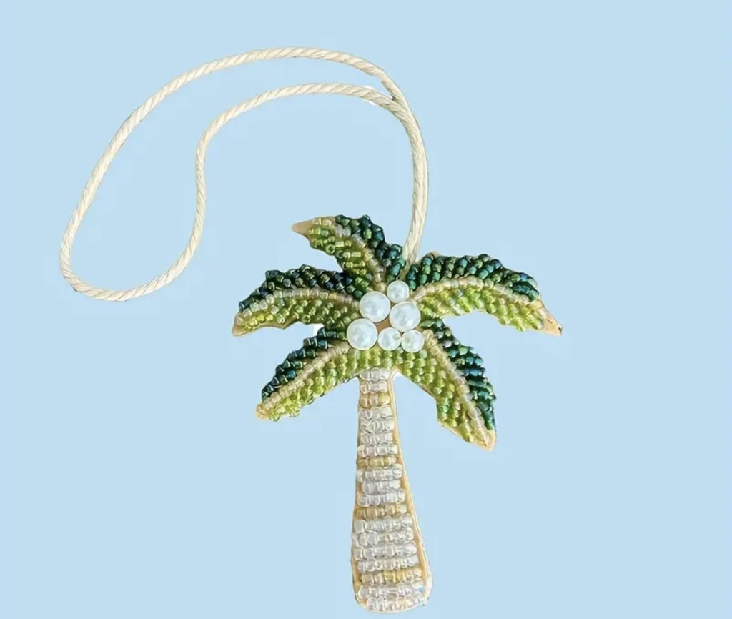 Beaded palm tree bag charm