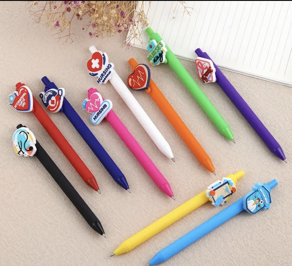Colorful health themed pen