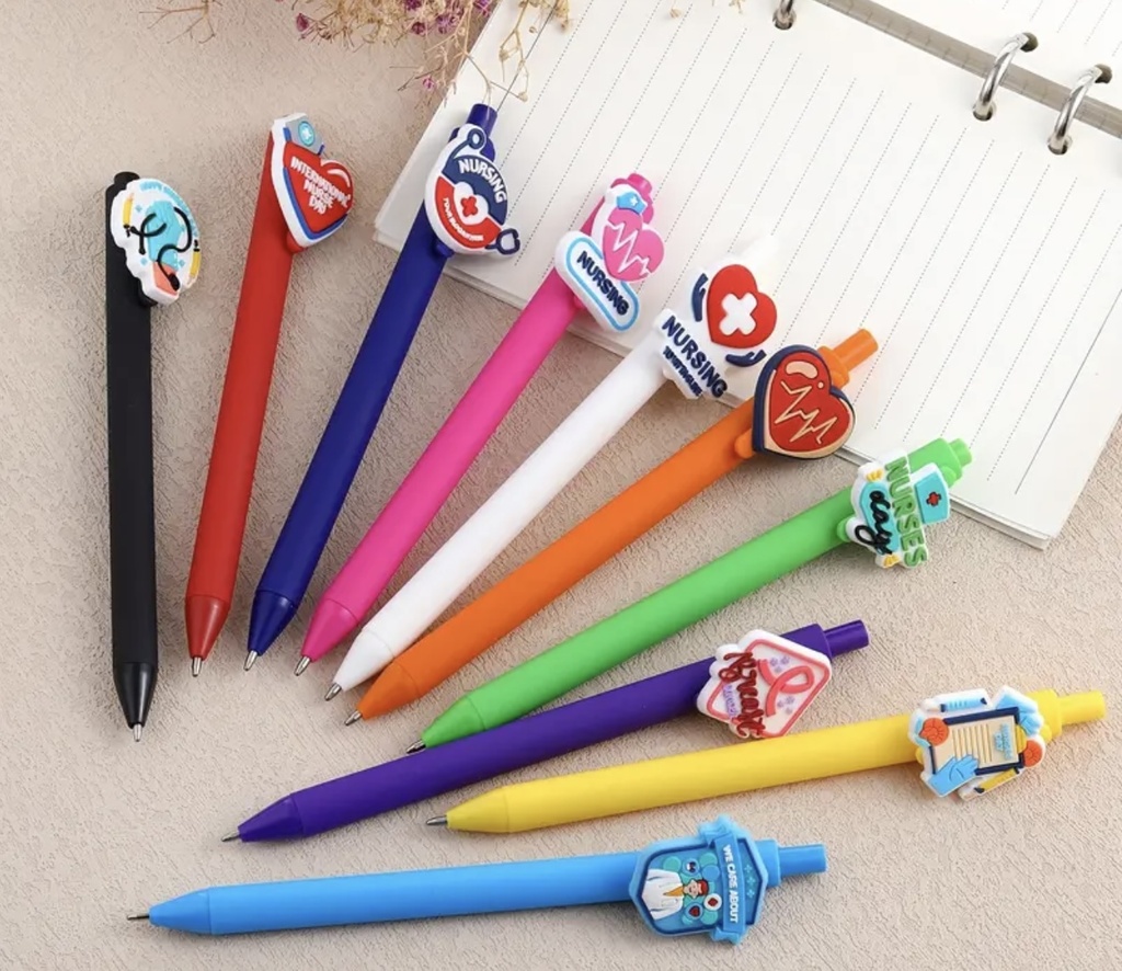 Colorful health themed pen