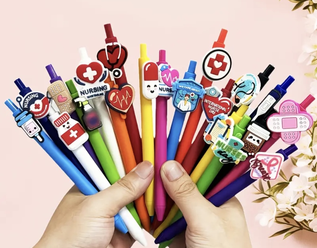 Colorful health themed pen