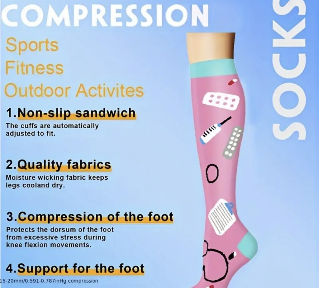 Medical themed compression socks