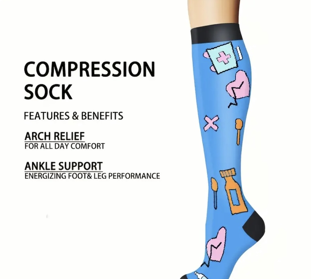 Medical themed compression socks