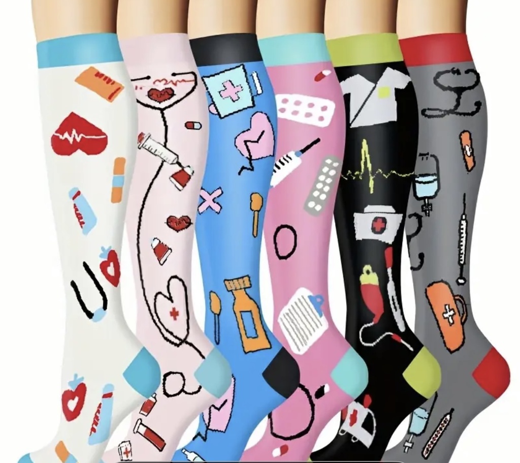 Medical themed compression socks
