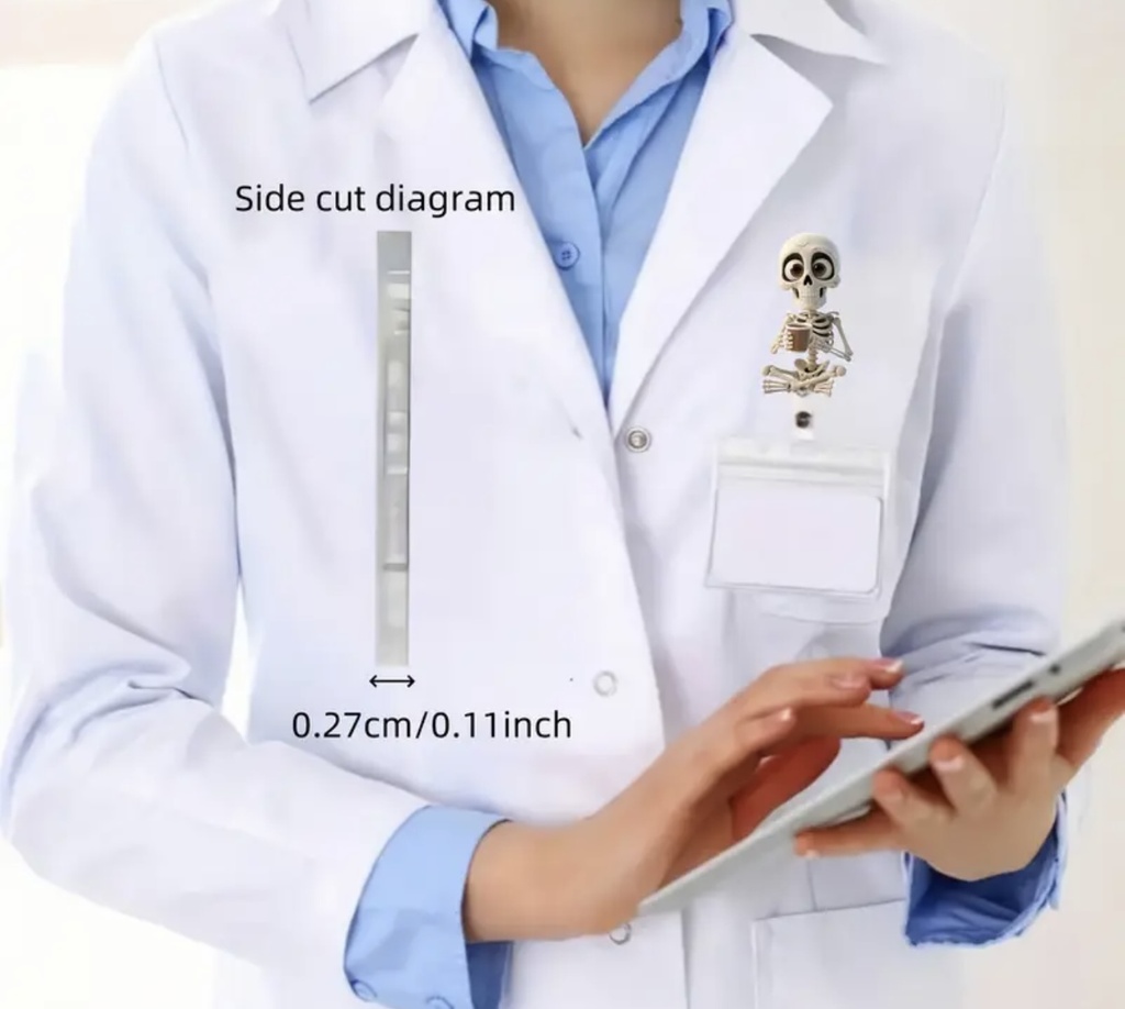 Coffee drinking skeleton ID Badge  