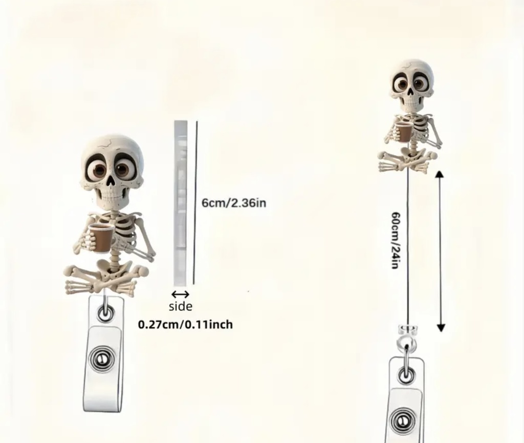 Coffee drinking skeleton ID Badge  