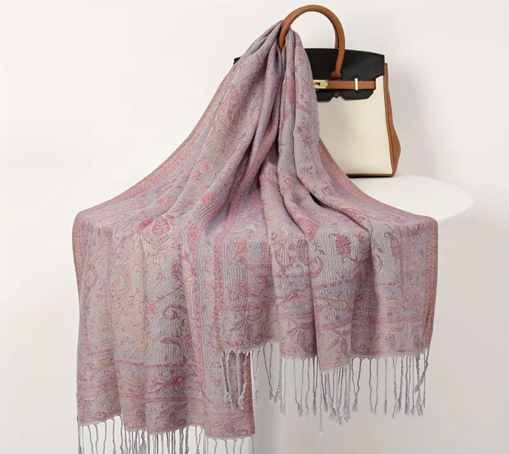 Pink cashew design shawl