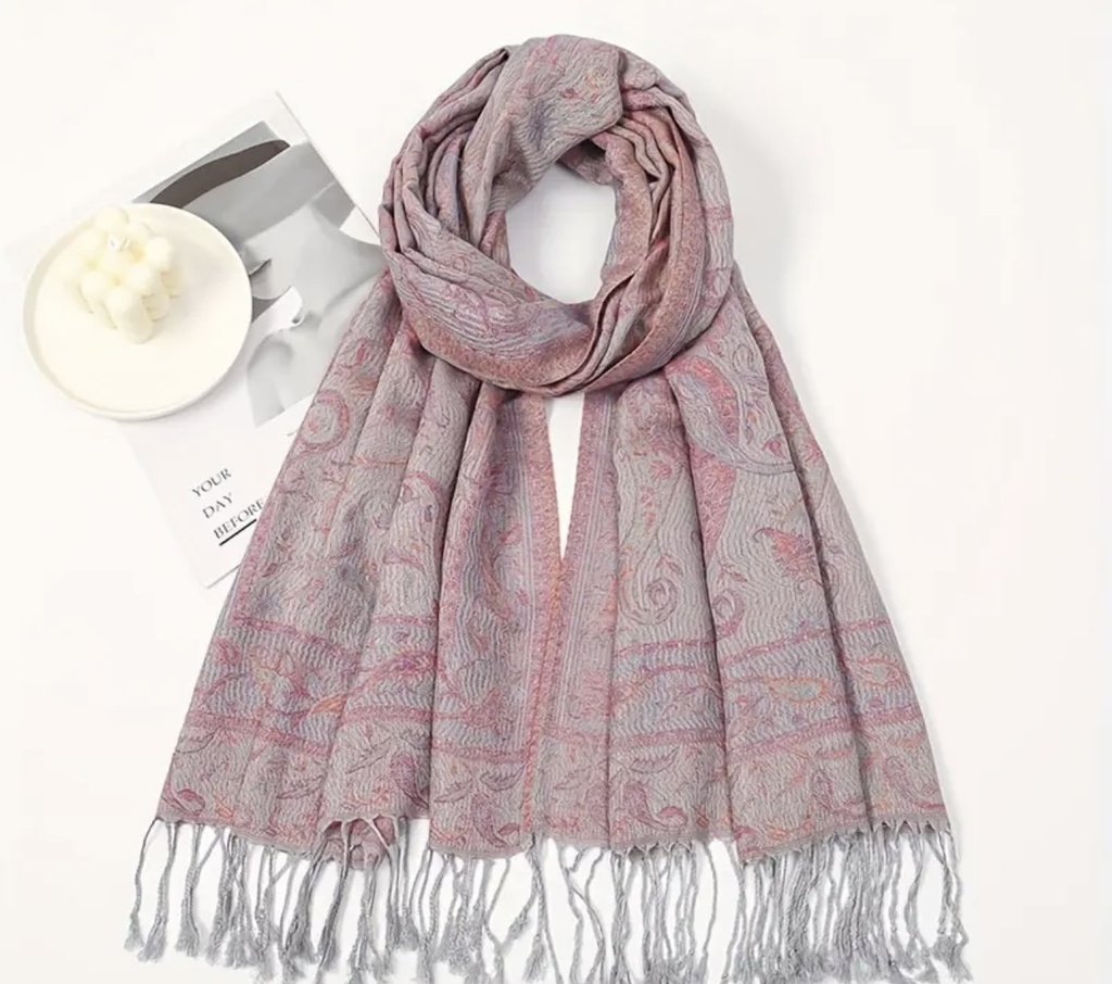 Pink cashew design shawl