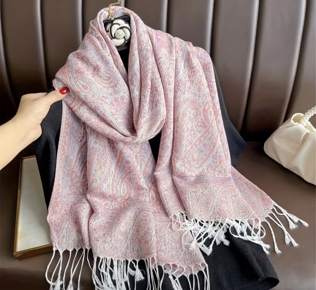 Delicate Pink cashew design shawl 