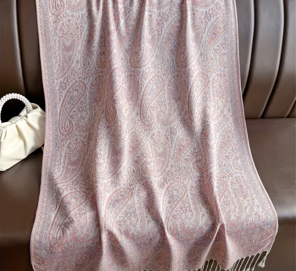 Delicate Pink cashew design shawl 