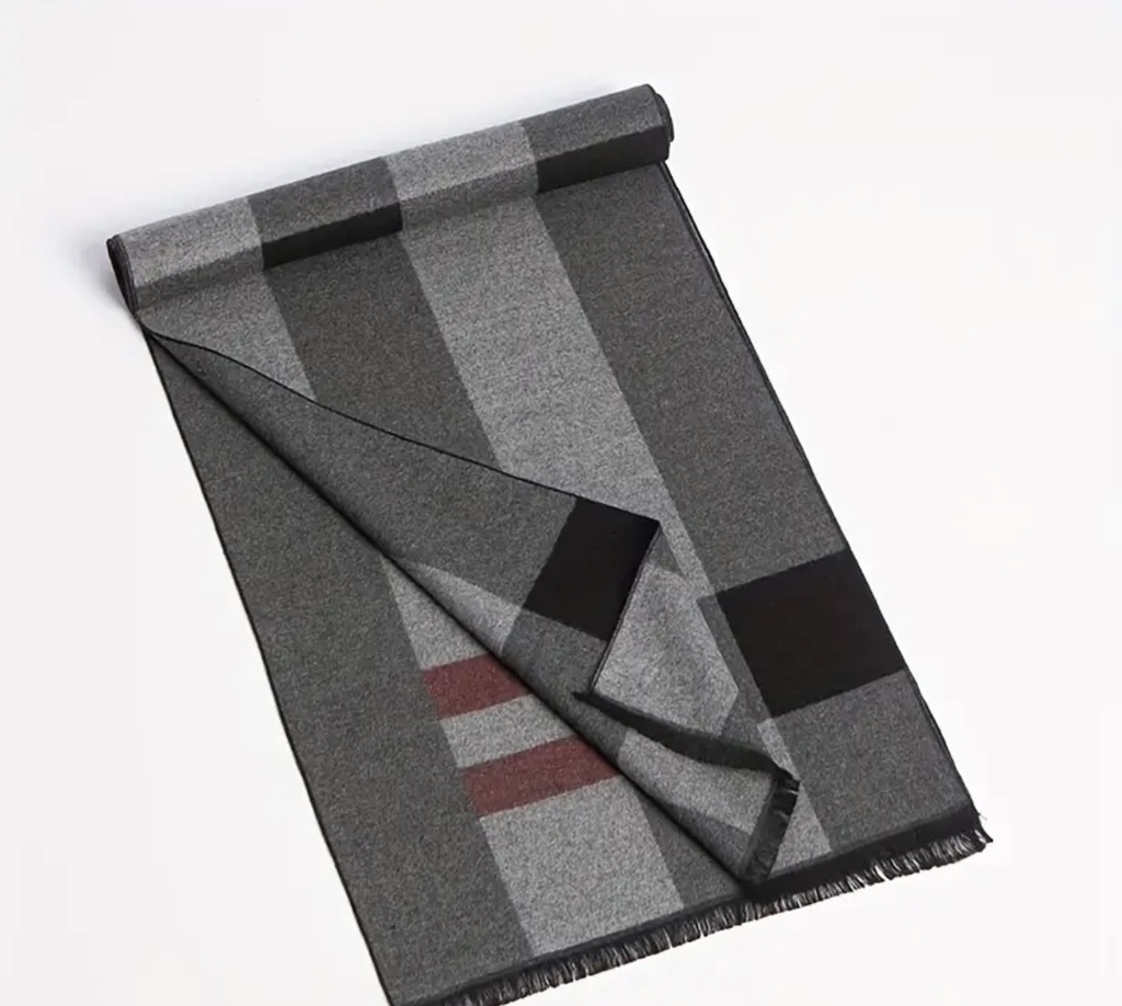 Grey unisex soft plaid shawl 