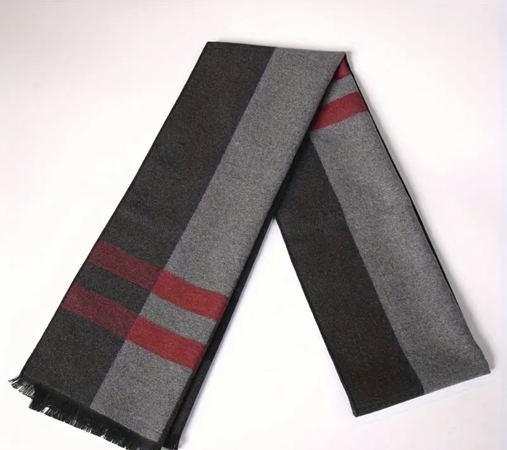 Grey unisex soft plaid shawl 