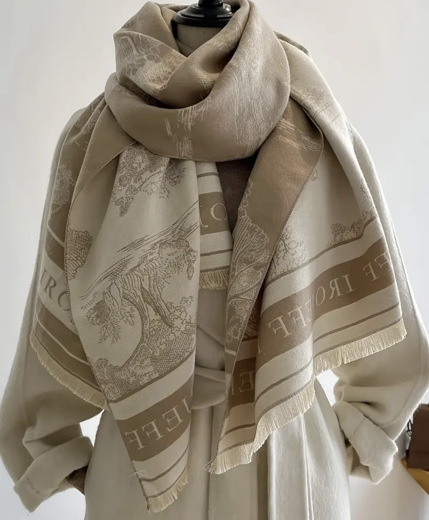 Khaki art pattern Boho shawl  