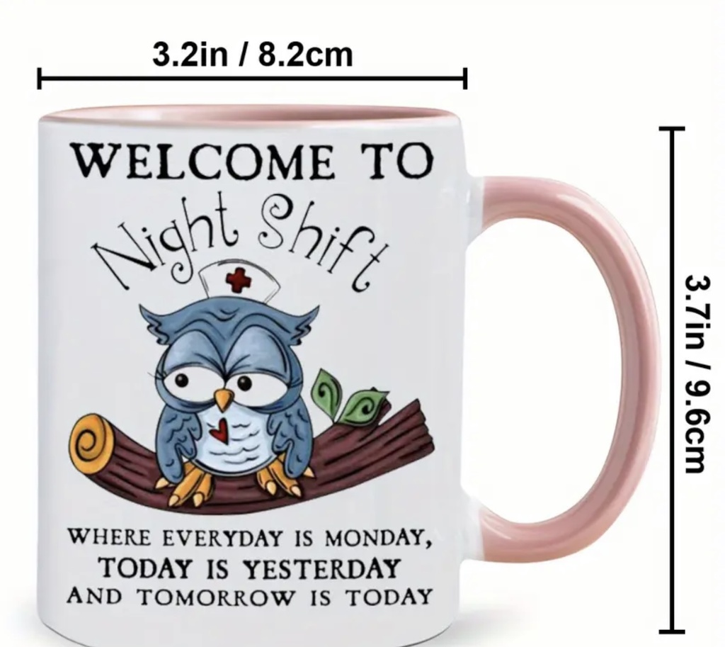 Cute owl night shift nurse ceramic mug