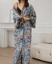 Bohemian floral bathrobe with waist tie