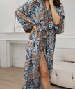 Bohemian floral bathrobe with waist tie