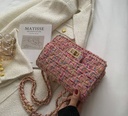 Luxury pink plaid checkered wool Crossbody Bag  