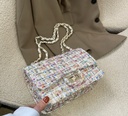 Luxury white Tweed plaid Crossbody Bag 