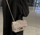 Luxury white Tweed plaid Crossbody Bag 