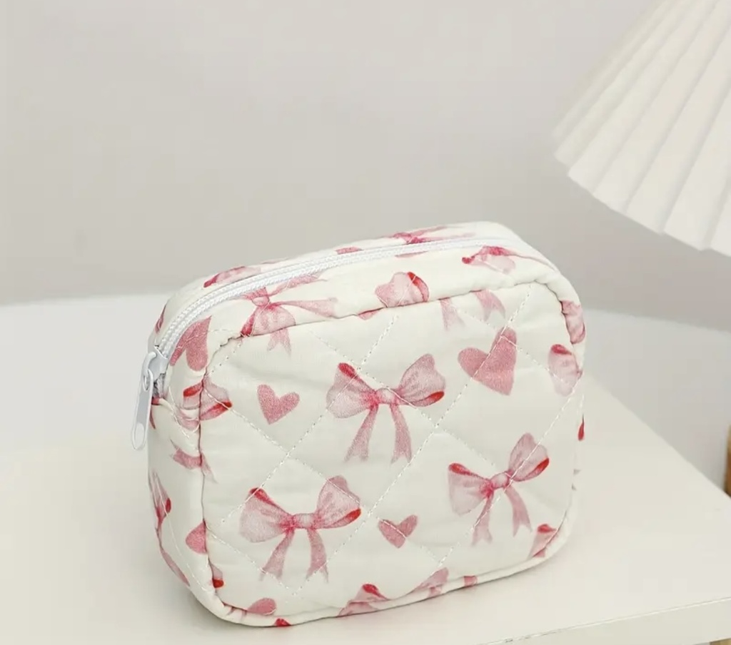 Pink bows & hearts quilted bag set