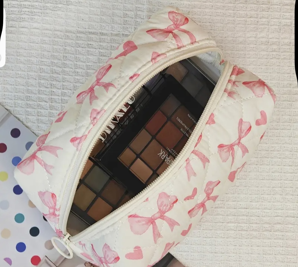 Pink bows & hearts quilted bag set