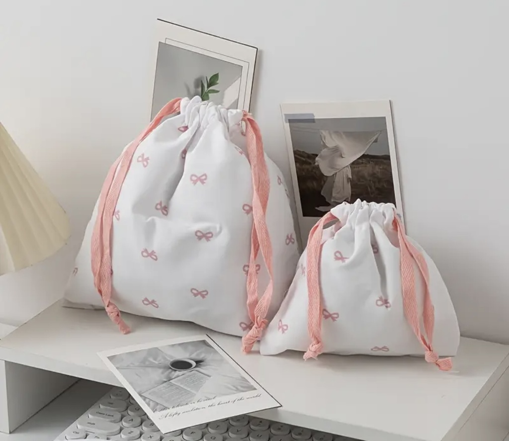 Pink butterfly & hearts quilted bag seven pieces set 