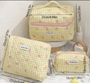 Delicate bows Yellow quilted bag three pieces set 