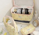 Delicate bows Yellow quilted bag three pieces set 