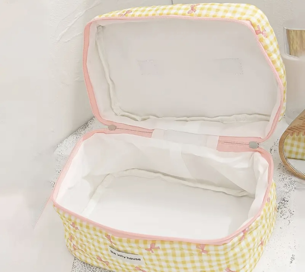 Delicate bows Yellow quilted bag three pieces set 