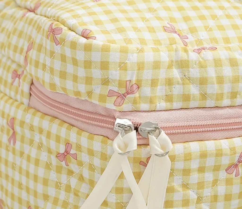 Delicate bows Yellow quilted bag three pieces set 