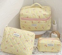 Delicate bows Yellow quilted bag three pieces set 