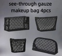 Tiny black hearts mesh bag four pieces set 